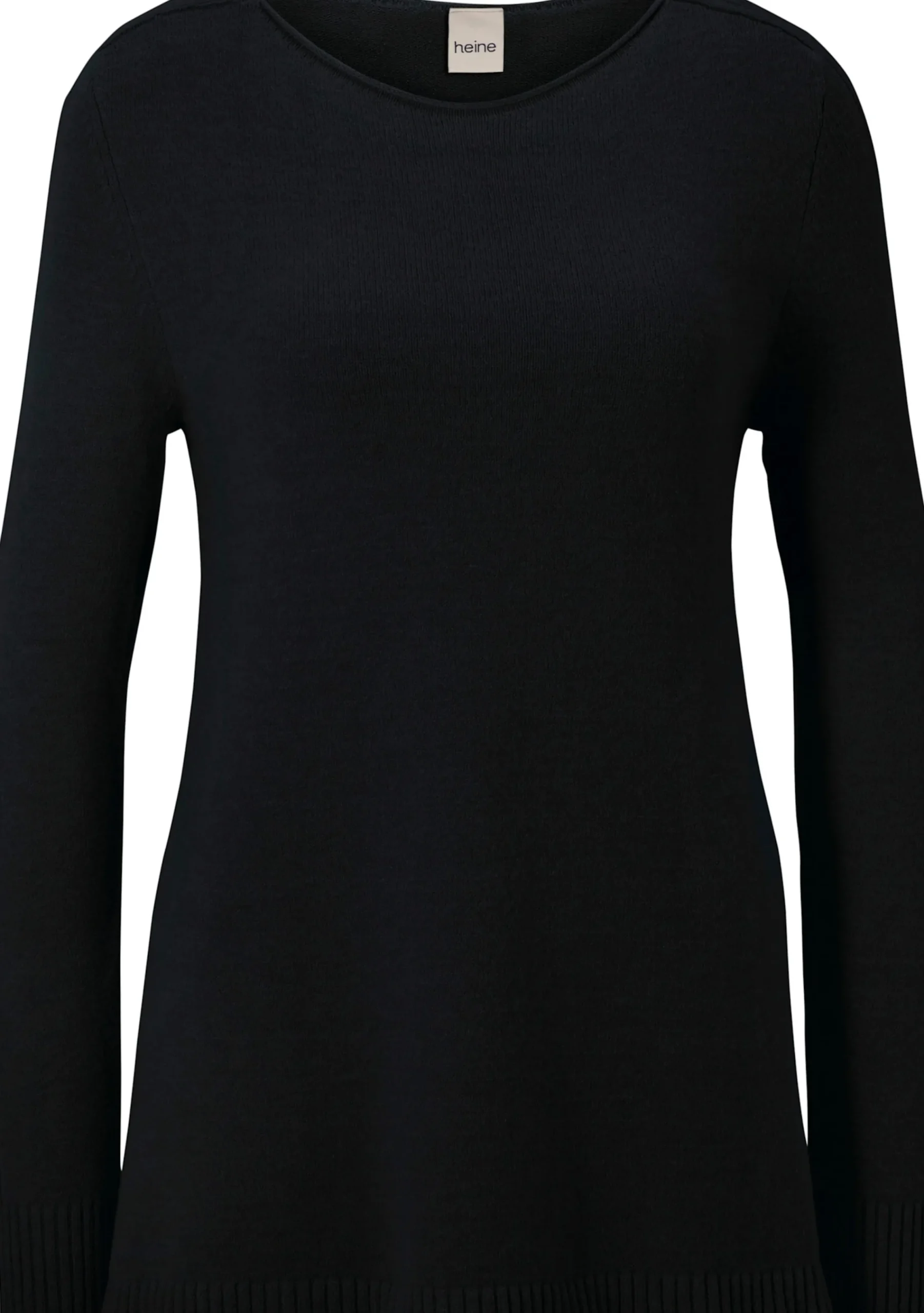 Basics|Pullover|heine Longpullover mit großzügigem Rundhals-Ausschnitt schwarz
