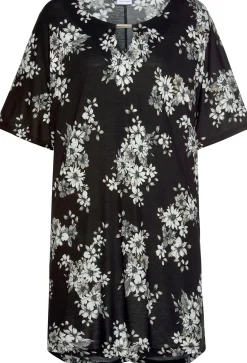 Strandmode|Shirts|LASCANA Longshirt schwarz-bedruckt