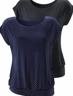 Strandmode|LASCANA Longshirt navy-gepunktet,schwarz