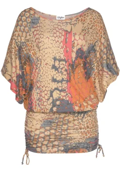 Strandmode|Buffalo Longshirt orange-bedruckt
