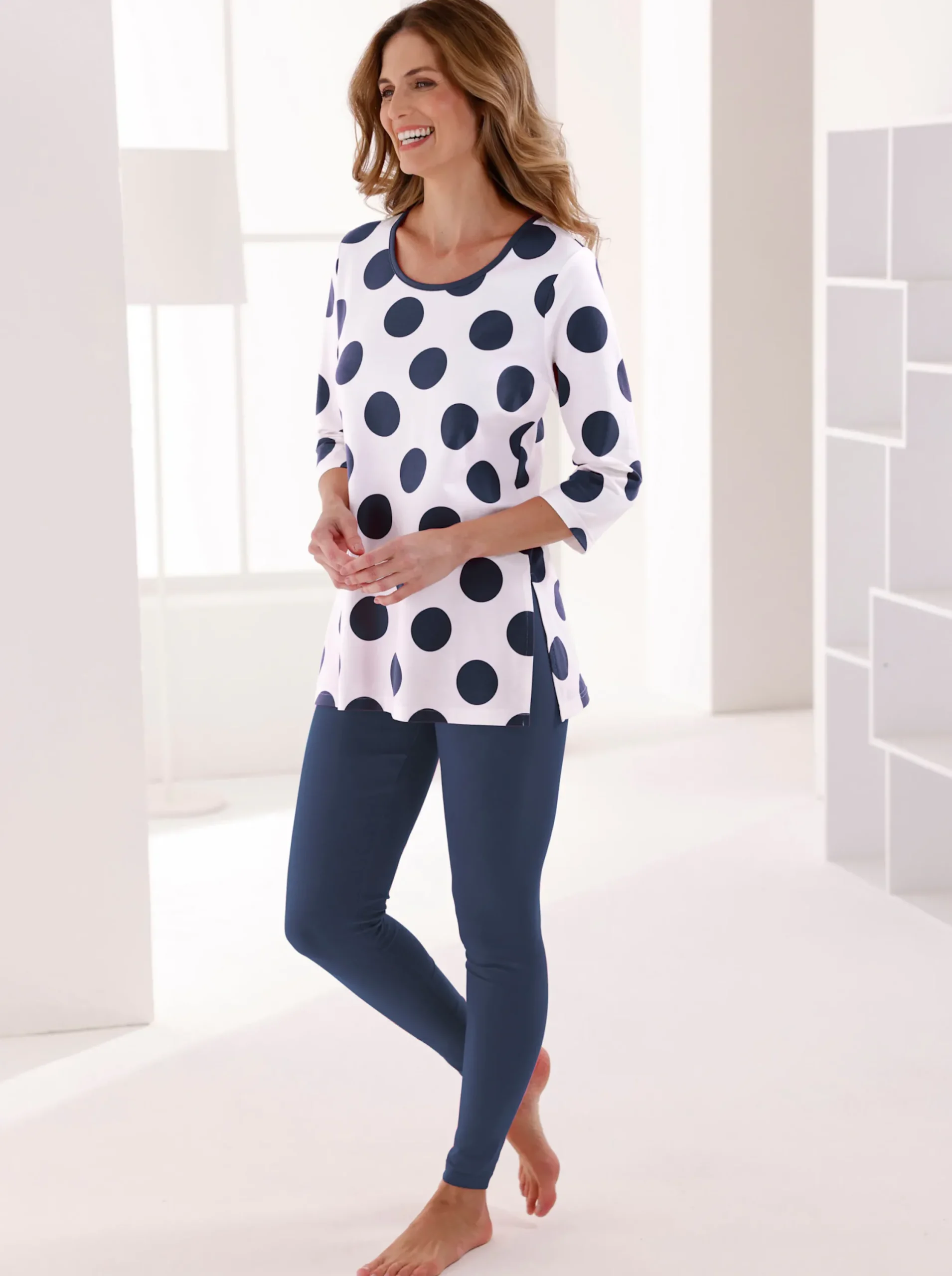 Homewear|Homewear|feel good Longshirt ecru-marine