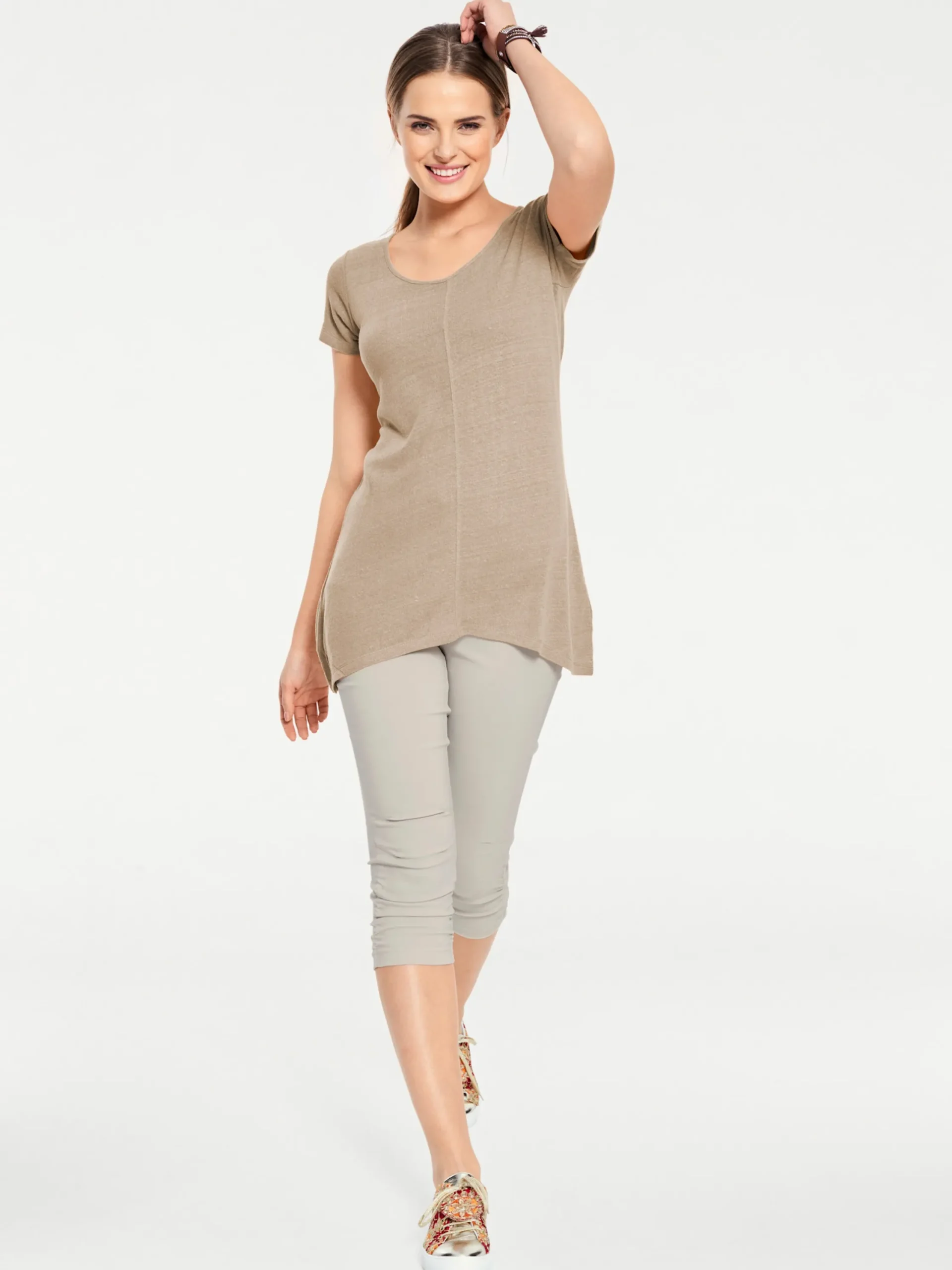 Basics|heine Longshirt aus Bourette-Seide walnuss