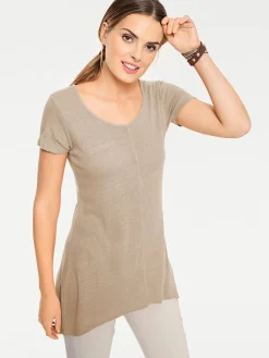 Basics|heine Longshirt aus Bourette-Seide walnuss