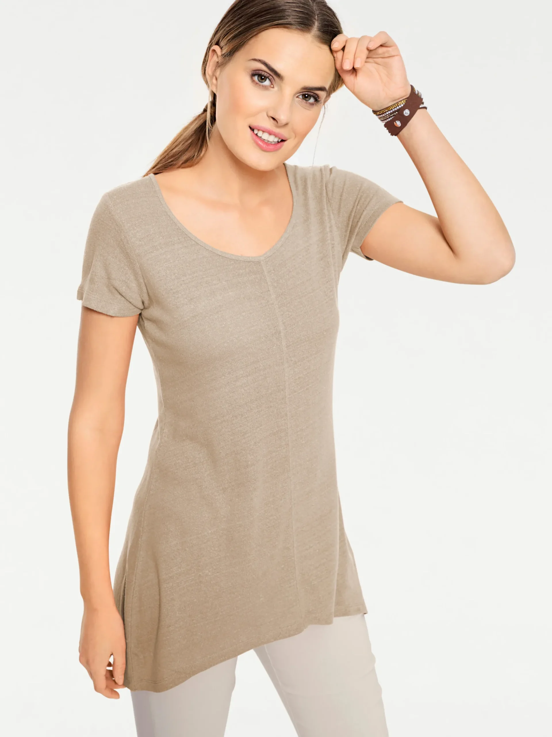 Basics|heine Longshirt aus Bourette-Seide walnuss