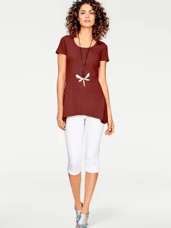 Strandmode|Basics|heine Longshirt aus Bourette-Seide rot