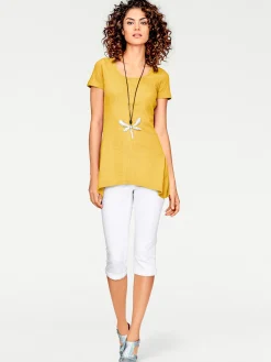 Basics|Shirts|heine Longshirt aus Bourette-Seide gelb