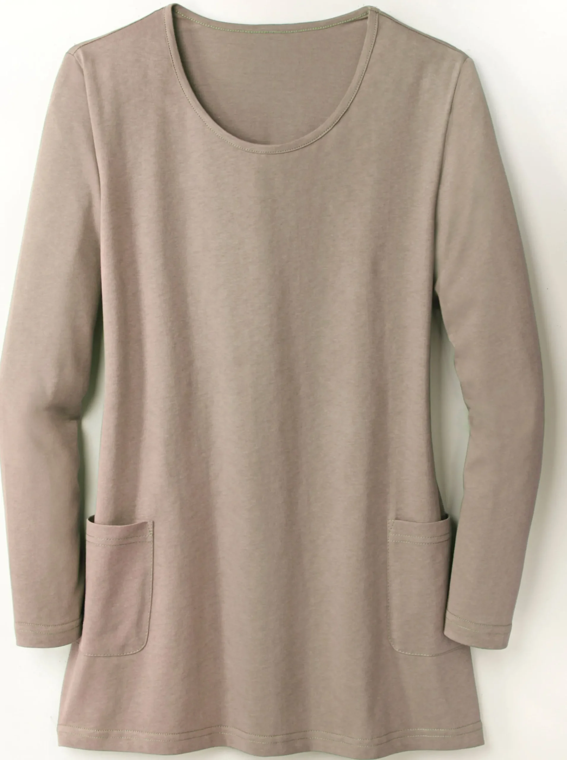 Shirts| Longshirt mit aufgesetzten Taschen sesam
