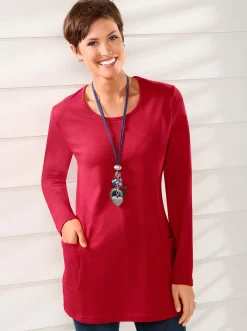 Shirts| Longshirt mit aufgesetzten Taschen rot