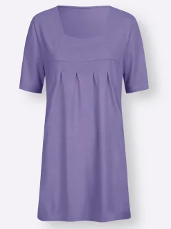 Basics|Shirts| Longshirt mit Karree-Ausschnitt lavendel