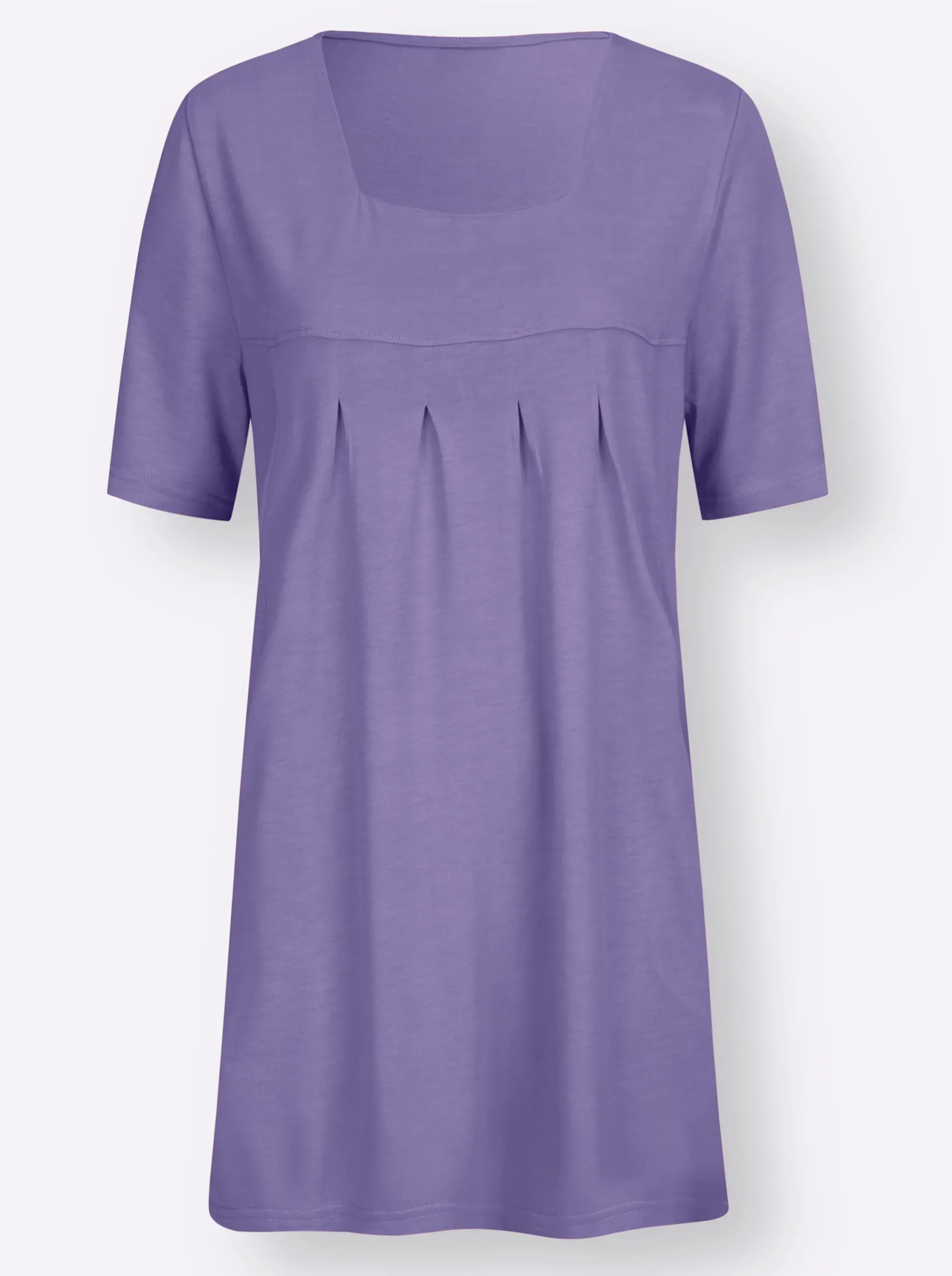 Basics|Shirts| Longshirt mit Karree-Ausschnitt lavendel