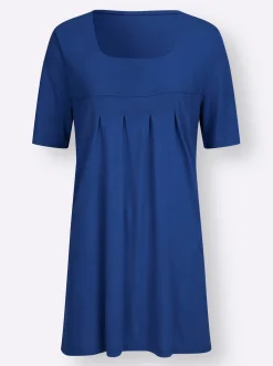Shirts| Longshirt mit Karree-Ausschnitt royalblau