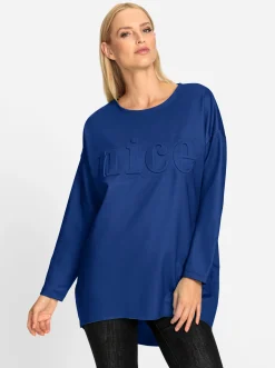 Shirts|heine Longshirt mit Prägung royalblau