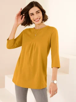 Shirts| Longshirt mit 3/4-Ärmel ocker