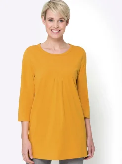 Shirts| Longshirt mit 3/4-Ärmel ocker