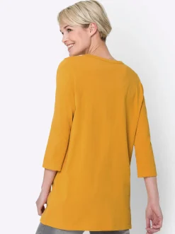 Shirts| Longshirt mit 3/4-Ärmel ocker