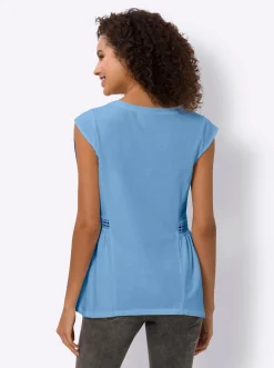 Shirts|heine Longshirt mit Spitzen-Einsatz himmelblau