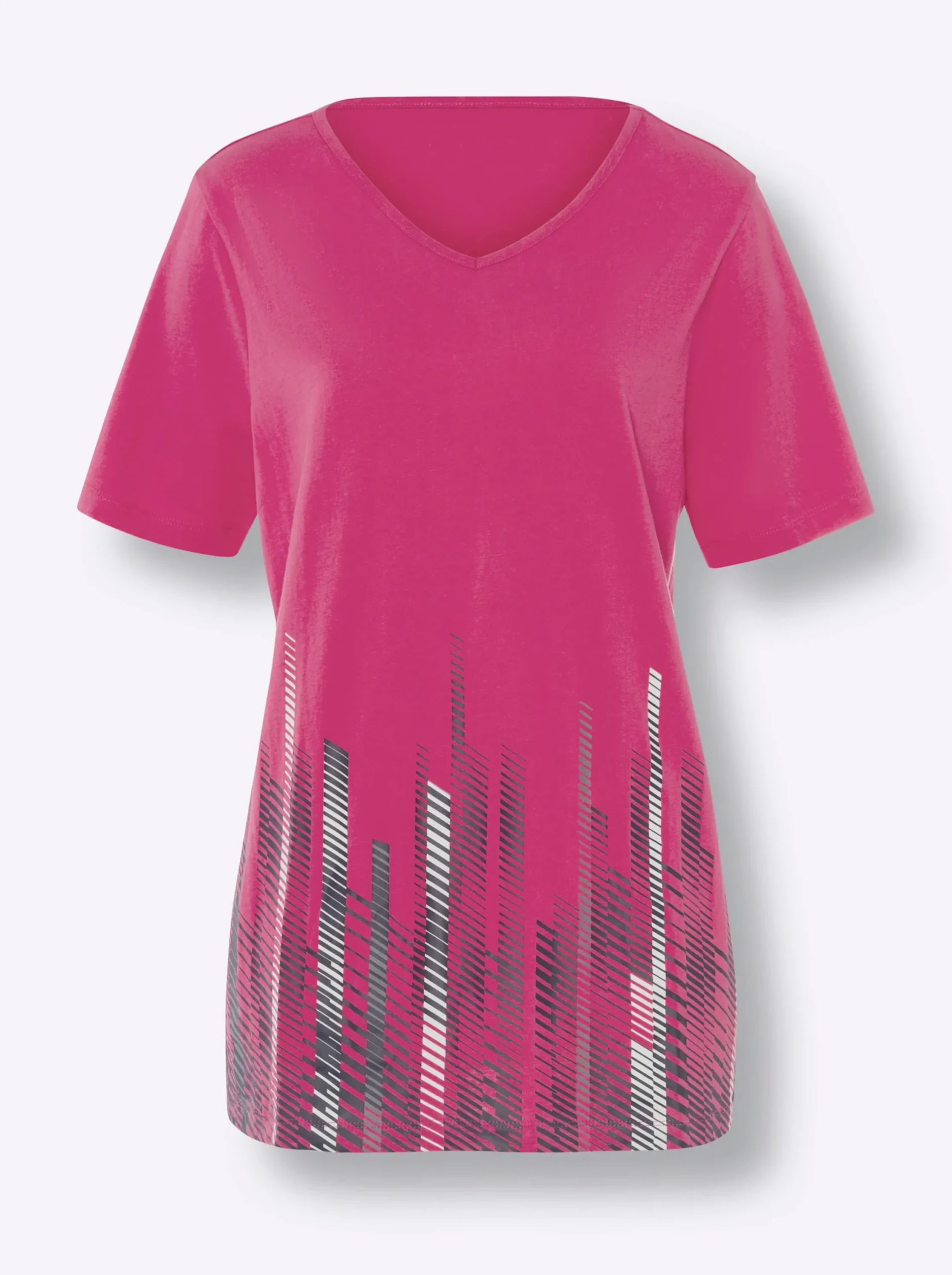 Shirts| Longshirt mit V-Ausschnitt fuchsia