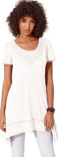 Strandmode|heine Longshirt mit Zipfelsaum ecru