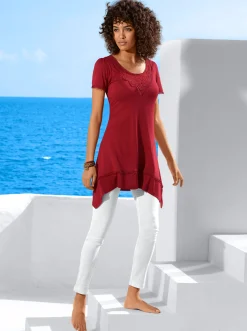 Shirts|heine Longshirt mit Zipfelsaum karminrot