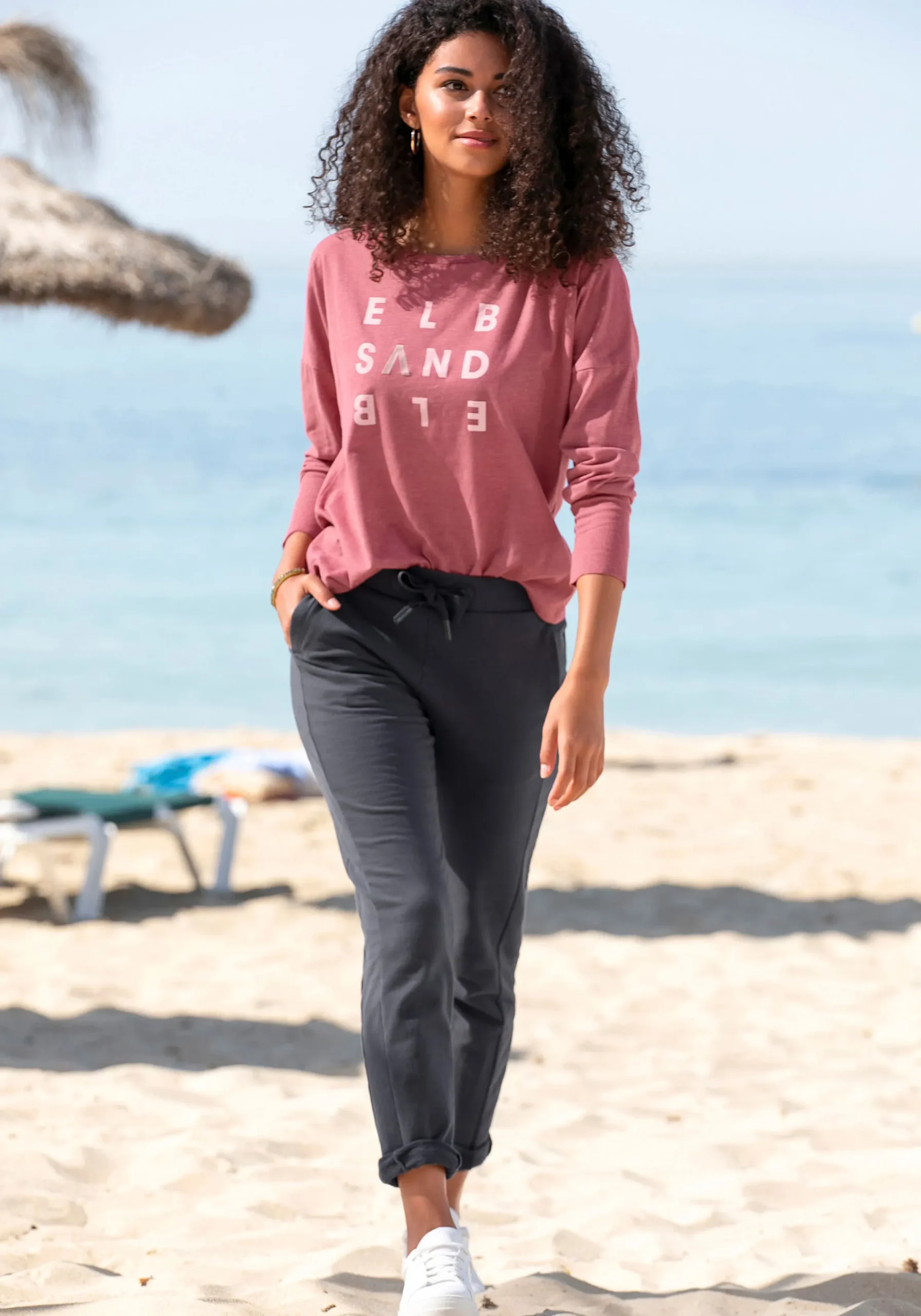 Strandmode|Elbsand Longsleeve mauvemeliert