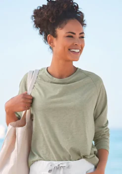 Strandmode|Elbsand Longsleeve grünmeliert