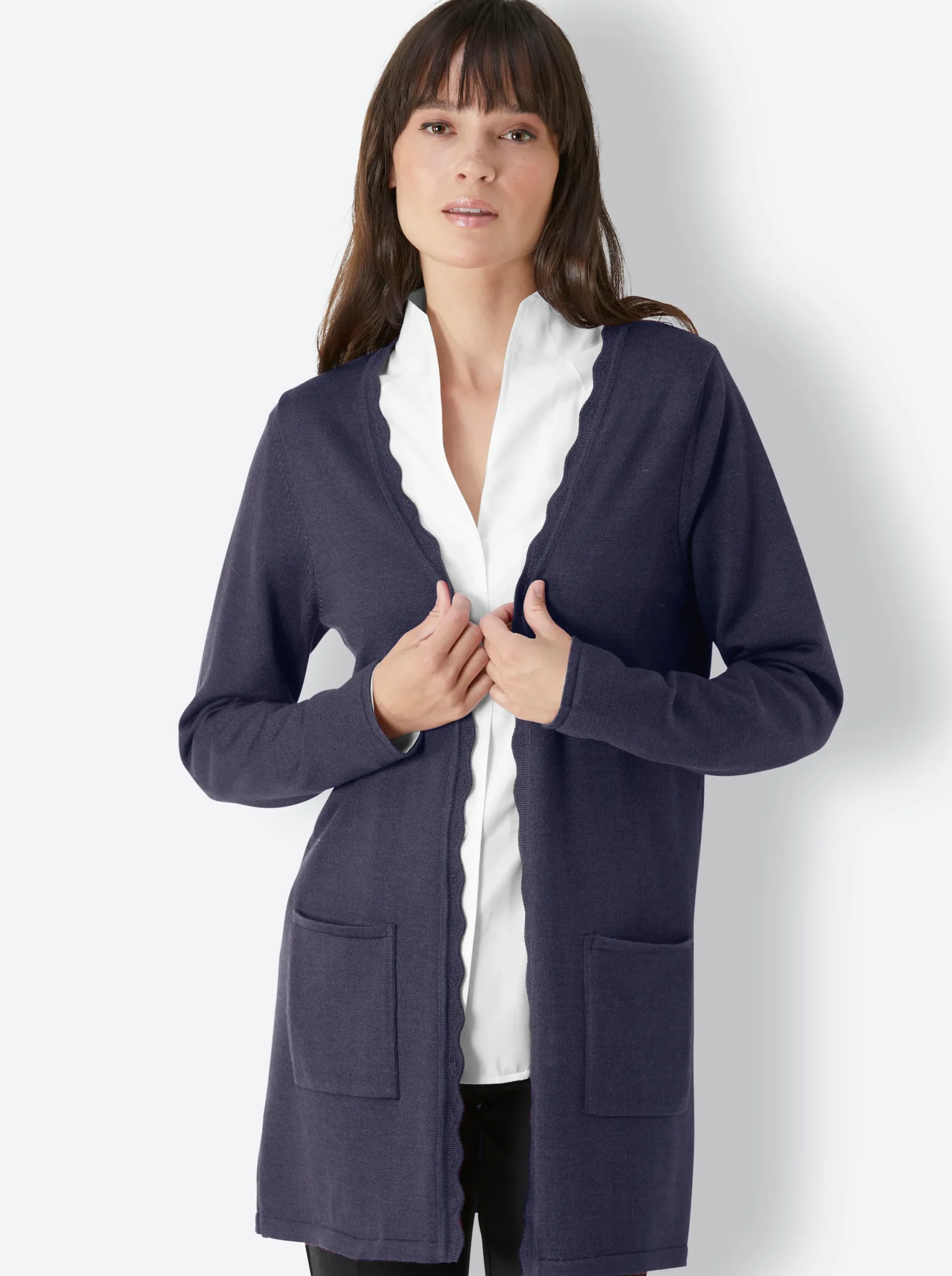 Basics|Strickjacken|CREATION L PREMIUM Longstrickjacke marine