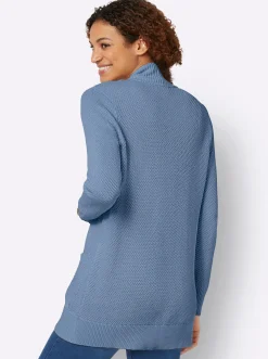 Strickjacken| Longstrickjacke mittelblau