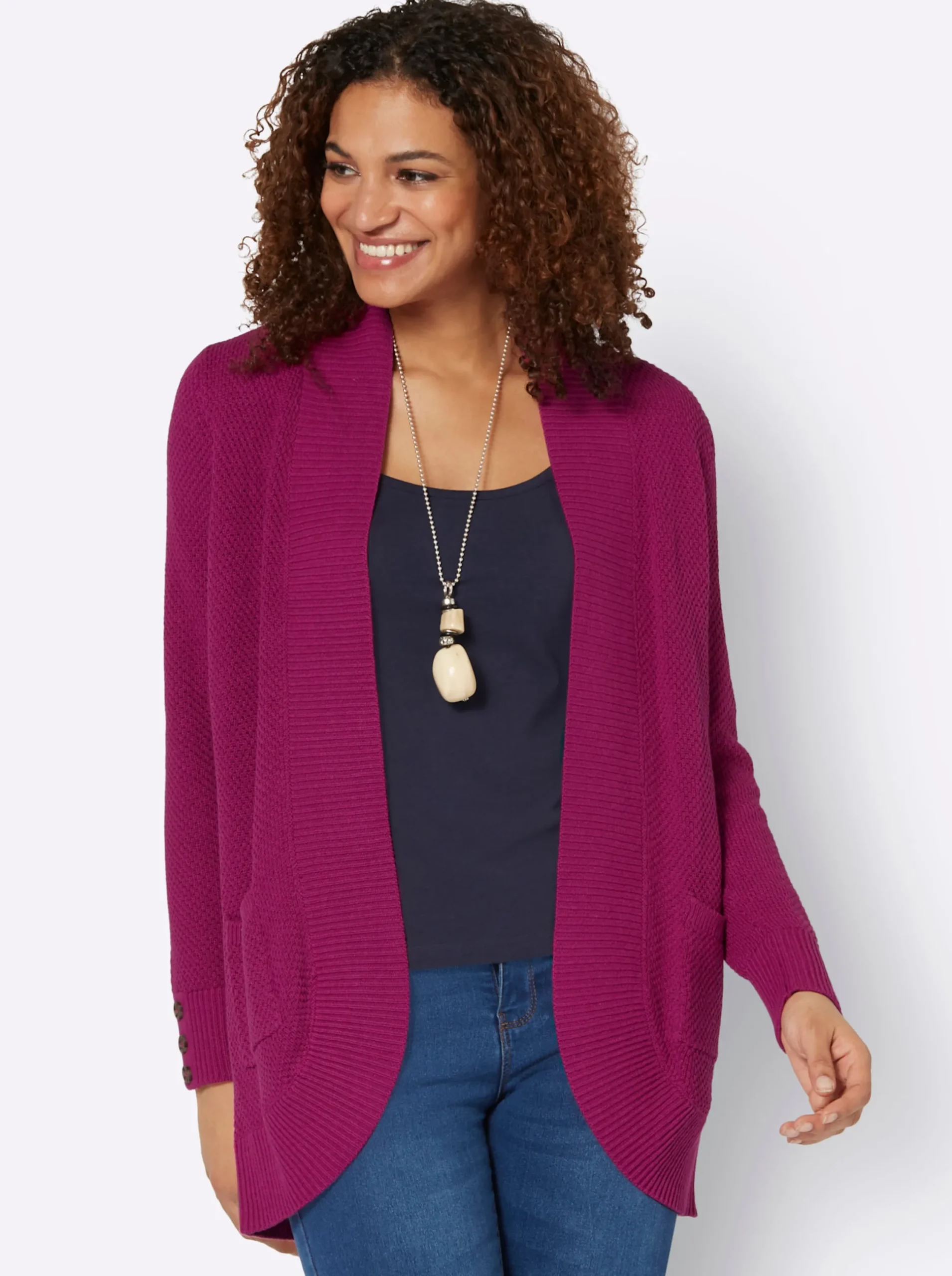 Strickjacken| Longstrickjacke magenta
