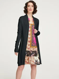 Strickjacken|heine Longstrickjacke in geschmeidigem Feinstrick schwarz