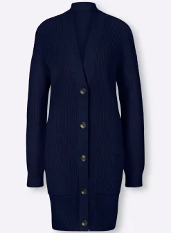 Strickjacken|heine Longstrickjacke mit 2 Taschen marine