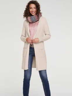 Strickjacken|heine Longstrickjacke mit Kapuze sand