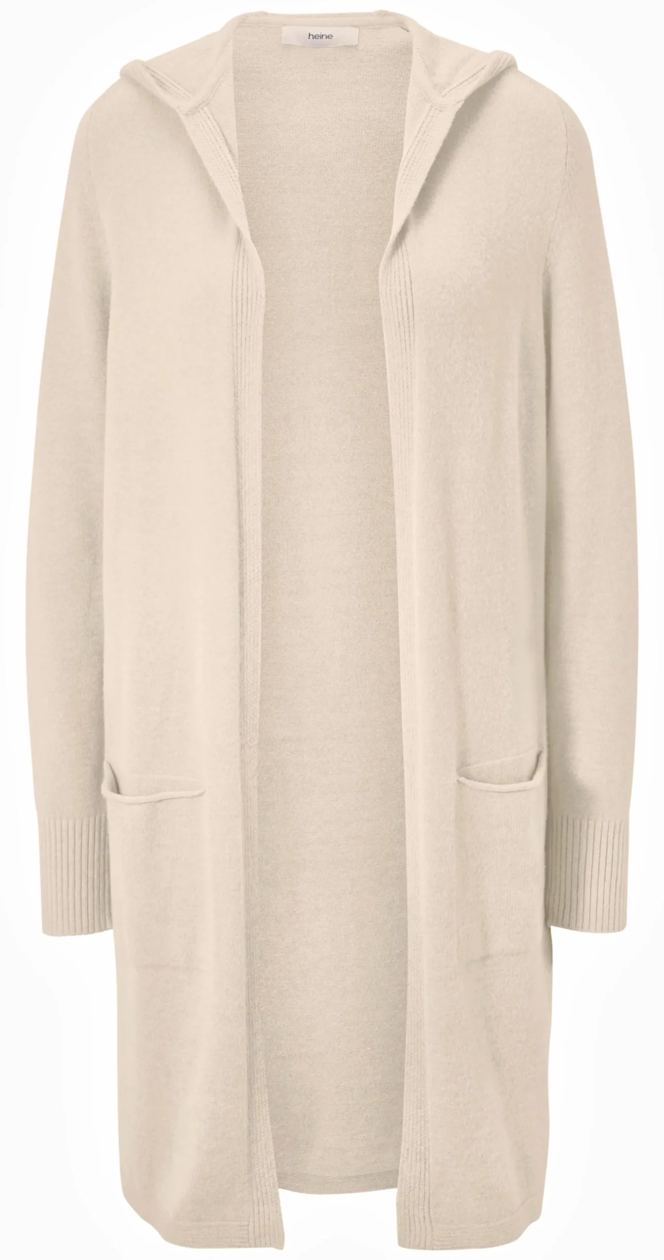Strickjacken|heine Longstrickjacke mit Kapuze sand