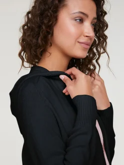 Strickjacken|heine Longstrickjacke mit Kapuze schwarz