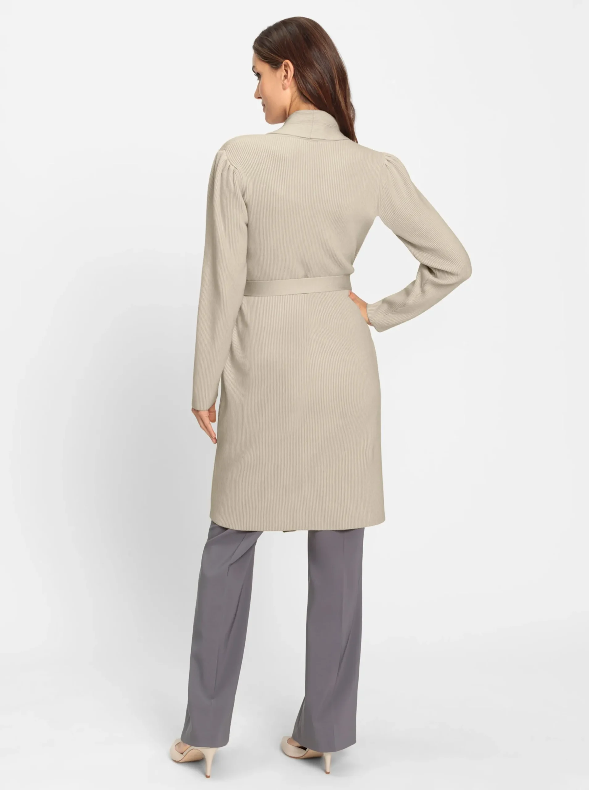Strickjacken|heine Longstrickjacke mit Perlfang-Muster sand