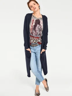 Basics|Strickjacken|heine Longstrickjacke mit Seitenschlitzen marine