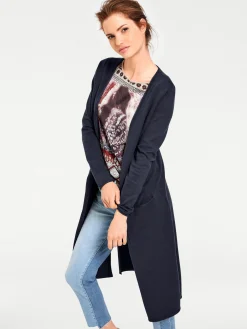 Basics|Strickjacken|heine Longstrickjacke mit Seitenschlitzen marine