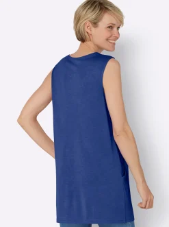 Shirts| Longtop mit Kellerfalte vorne royalblau