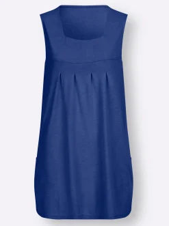 Shirts| Longtop mit Kellerfalte vorne royalblau