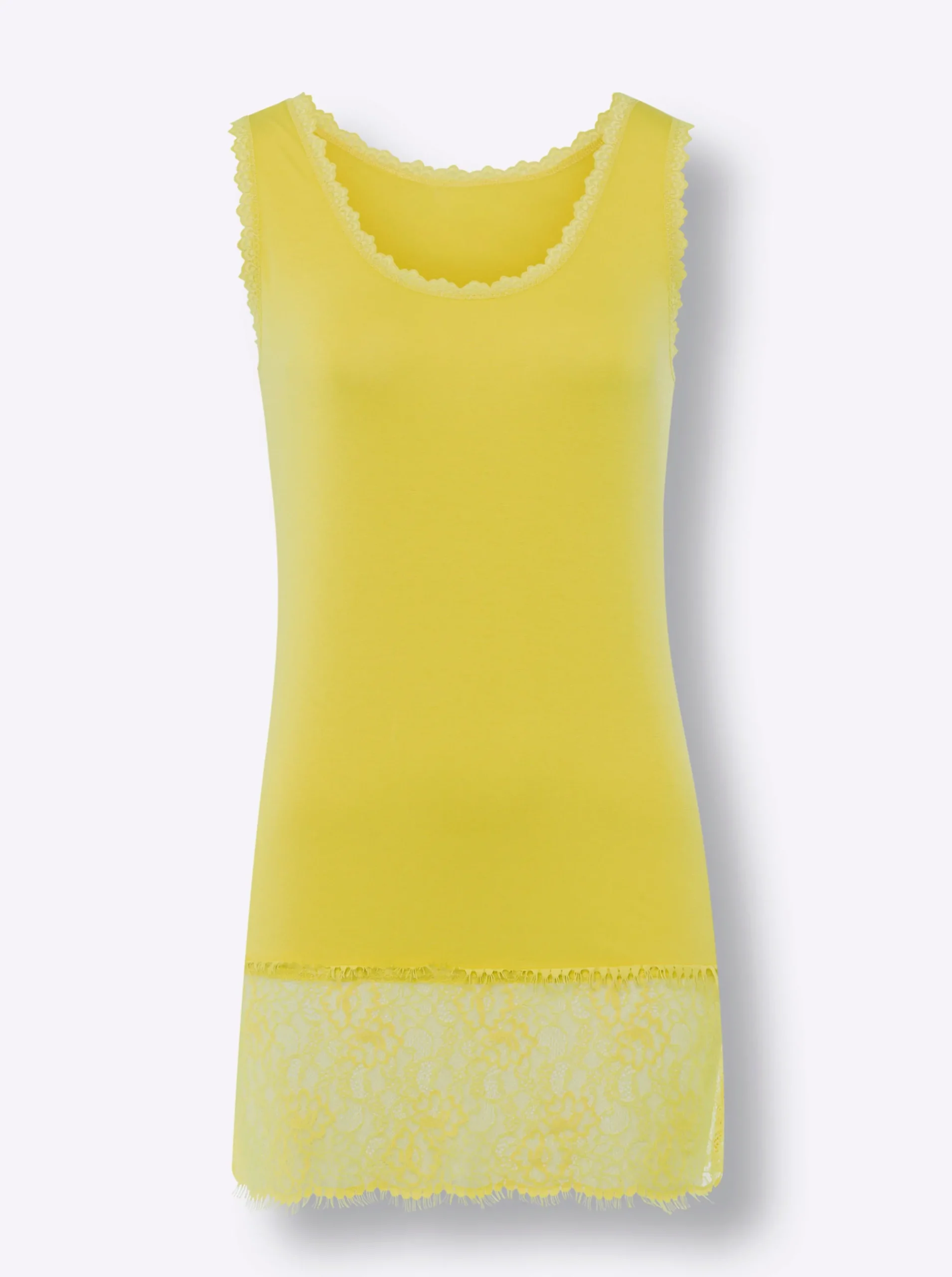 Strandmode|heine Longtop mit Spitze am Saum limone