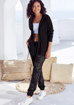 Strandmode|LASCANA Loungehose schwarz-allover-gemustert