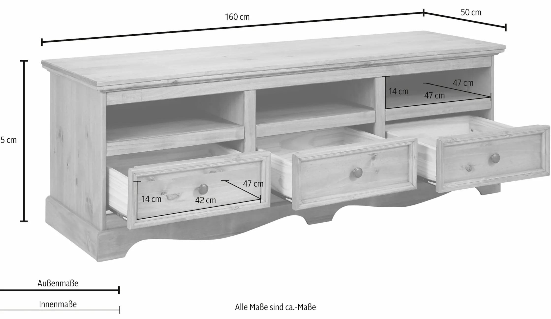 Side- & Highboards|Home affaire Lowboard naturgebeizt/gewachst