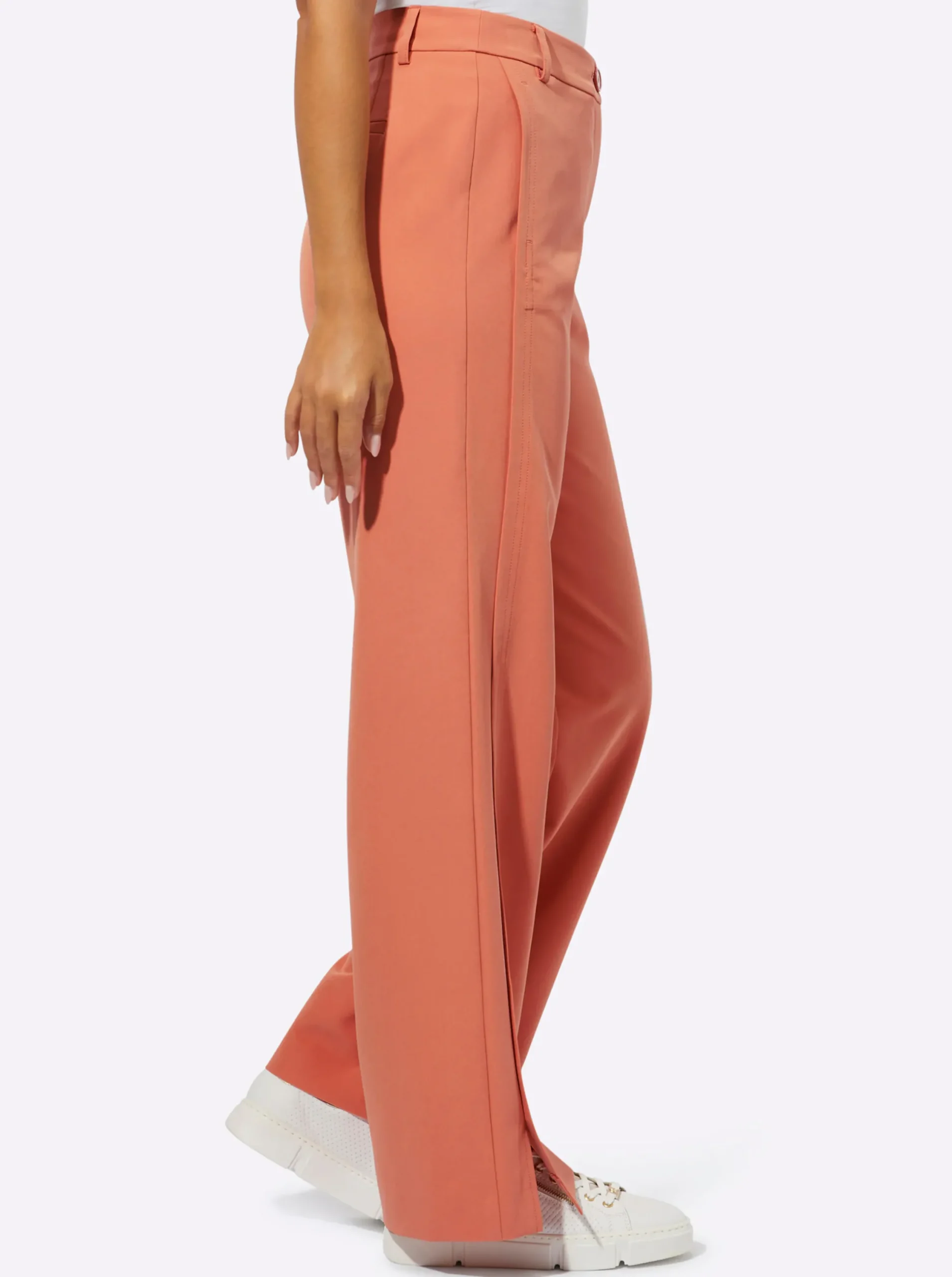 Hosen| Marlene-Hose mit Schlitz am Saum papaya