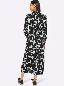 Kleider|heine Maxikleid schwarz-champagner-gemustert