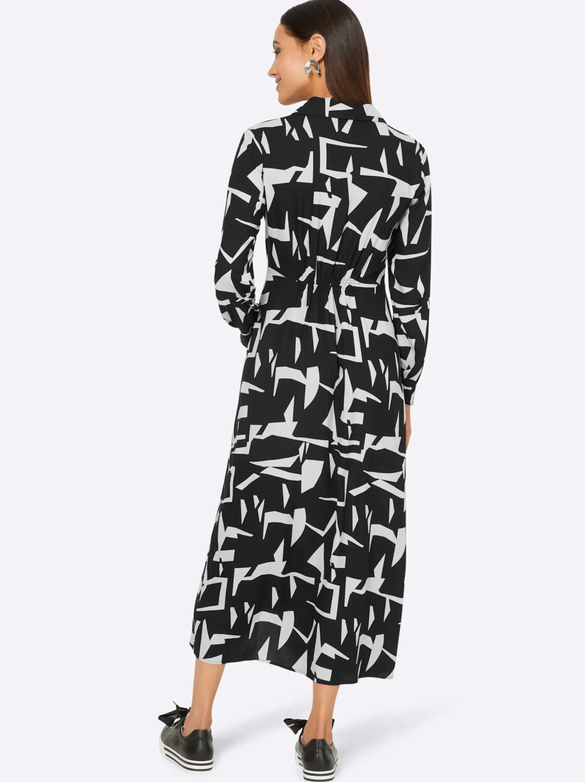 Kleider|heine Maxikleid schwarz-champagner-gemustert
