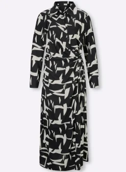 Kleider|heine Maxikleid schwarz-champagner-gemustert