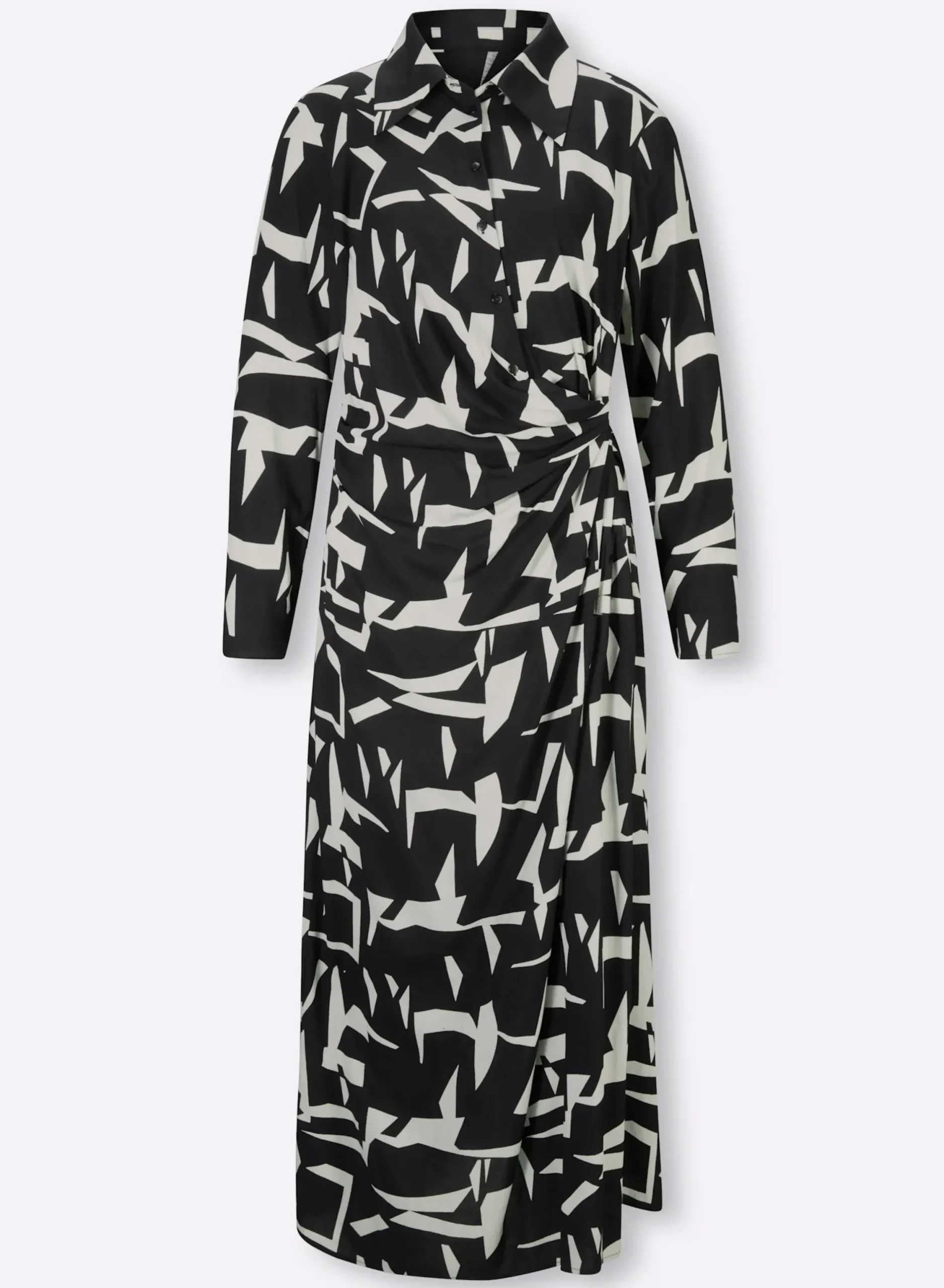 Kleider|heine Maxikleid schwarz-champagner-gemustert