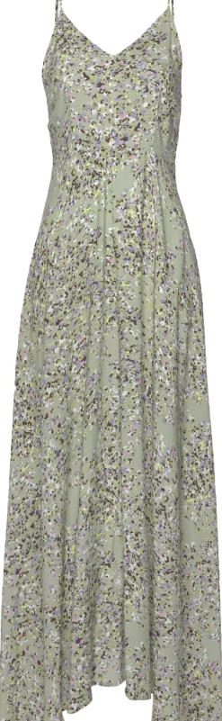 Kleider|LASCANA Maxikleid grün-lila-bedruckt