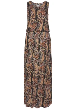 Strandkleider|Kleider|LASCANA Maxikleid schwarz-curry-bedruckt