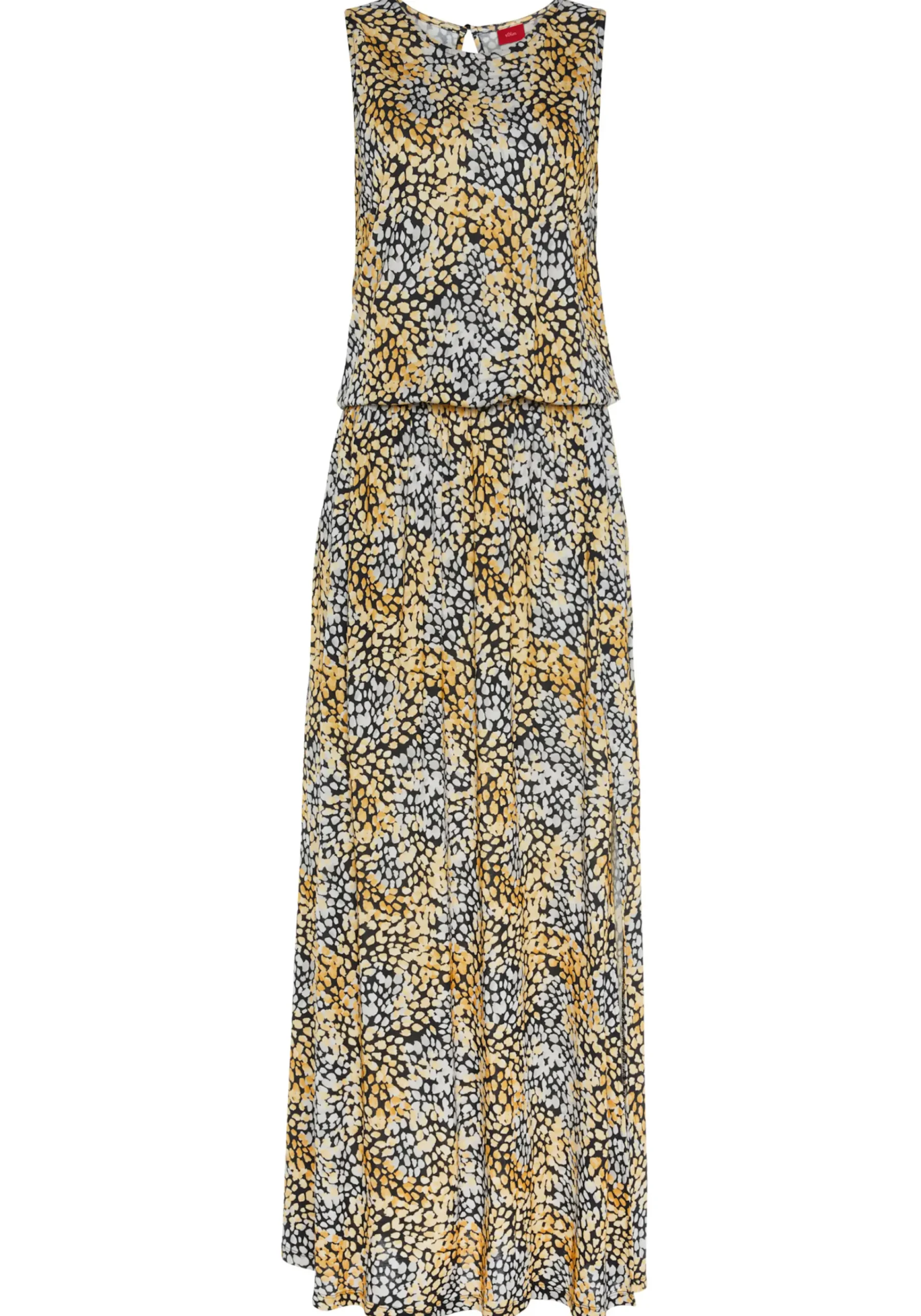 Strandkleider|Kleider|s.Oliver Maxikleid schwarz-gelbbedruckt