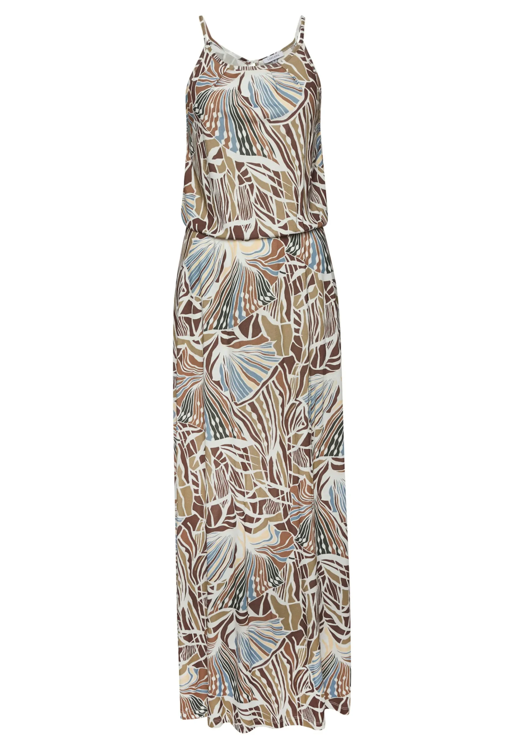 Strandkleider|LASCANA Maxikleid creme-khaki-hellblau-braunbedruckt